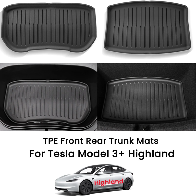 For Tesla Model 3+ Highland Car Front Rear Trunk Mats TPE All-Weather Trunk Storage Protective Cover Cargo Liner Anti Dirty Pads