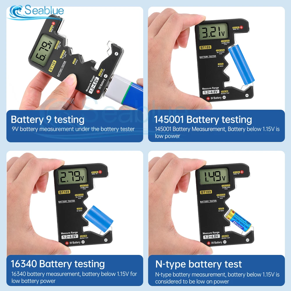 BT189 Ultra-small Battery Tester 9V AAAAA Button Cell Universal Household LCD Digital Display Battery Tester Power Bank Detector