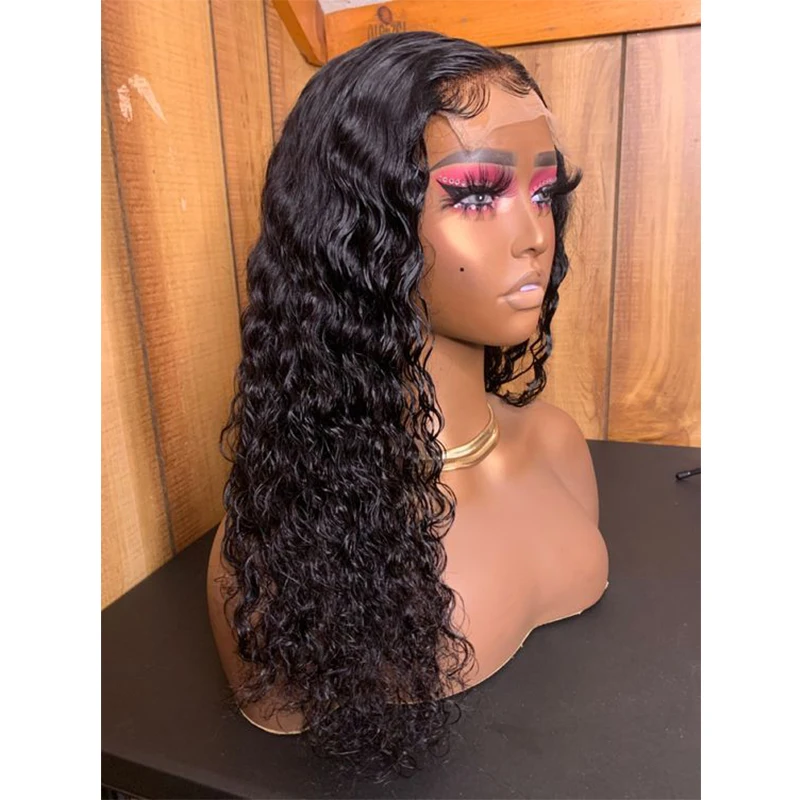 

Natural Black Soft 26Inch Long 180%Density Kinky Curly Preplucked Glueless Lace Front Wig For Women With Babyhair Daily Cosplay