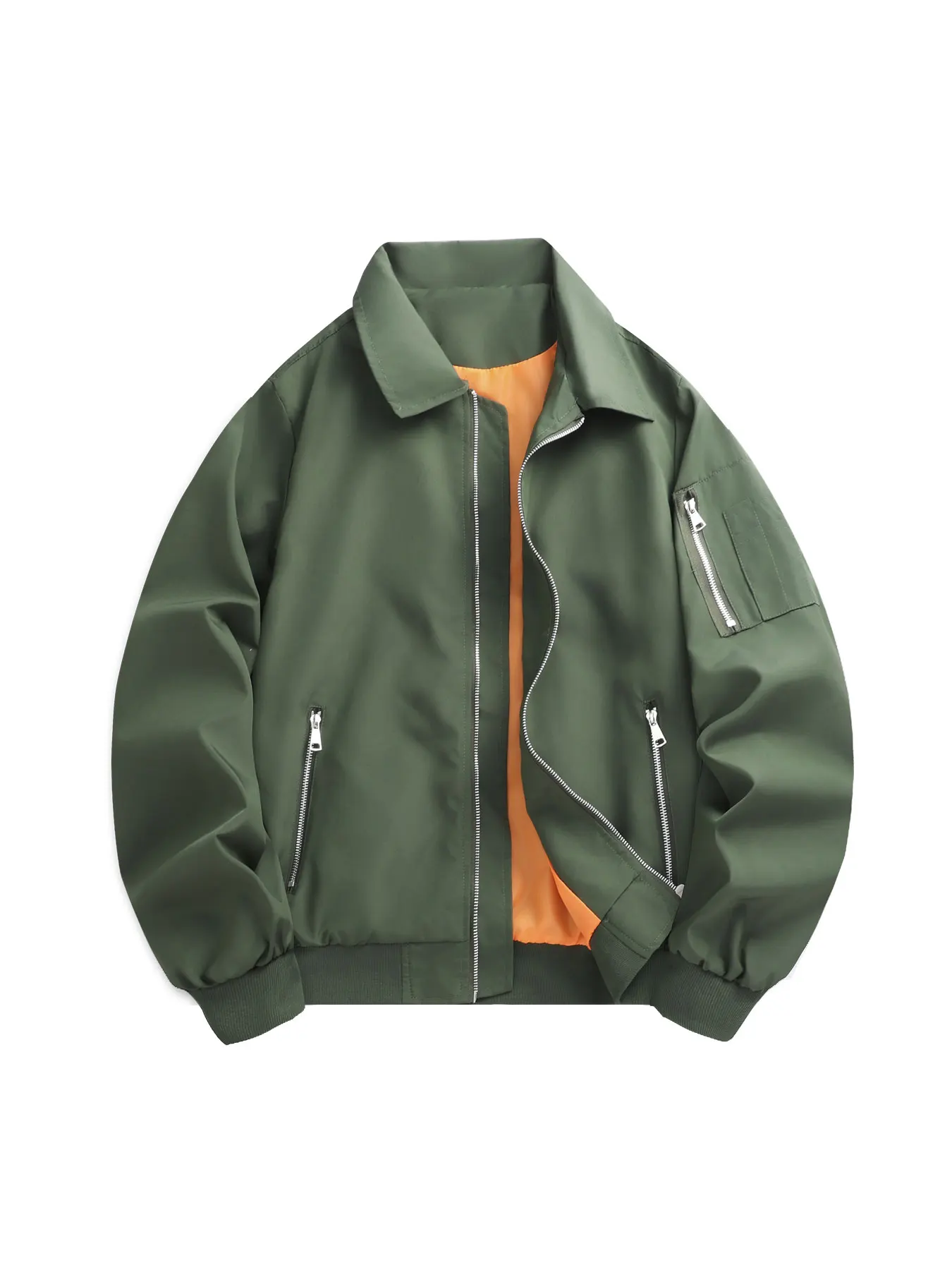 

Мужская весенне-осенняя тонкая летная куртка, однотонная повседневная куртка с лацканами, подходящая для занятий спортом на открытом воздухе и повседневной одежды, куртка с подкладкой контрастного цвета