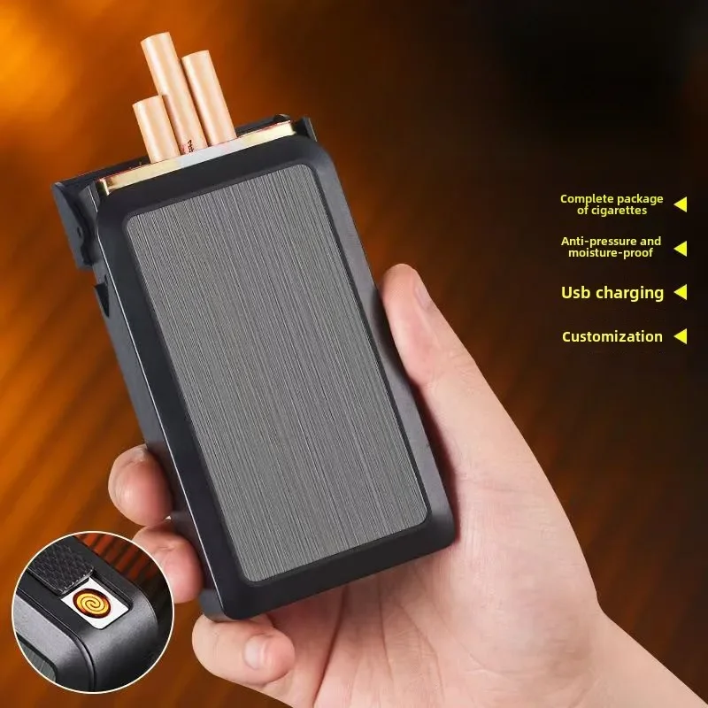 New Sliding Cover Cigarette Case Lighter Portable 20-pack Moisture-proof and Pressure-proof Creative Cigarette Storage Box