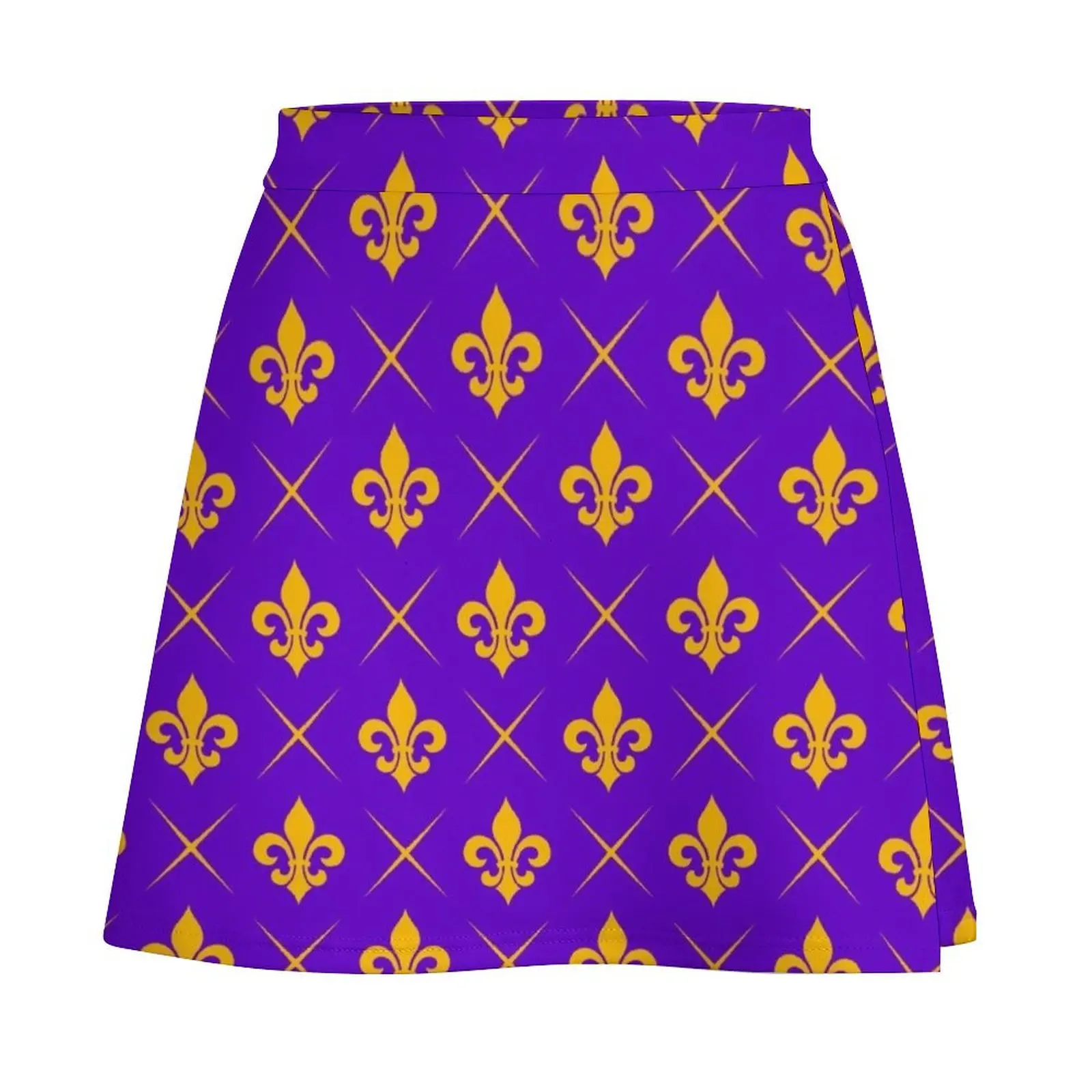Fleur de lis: purple and gold pattern Mini Skirt girls skirt Female skirt cosplay Mini