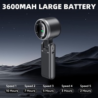 New Hand-held Turbo Fan 5 Speeds Adjustable Personal Mini Fan 180 Degree Folding Desktop Fan Portable Outdoor Hanging Neckfan