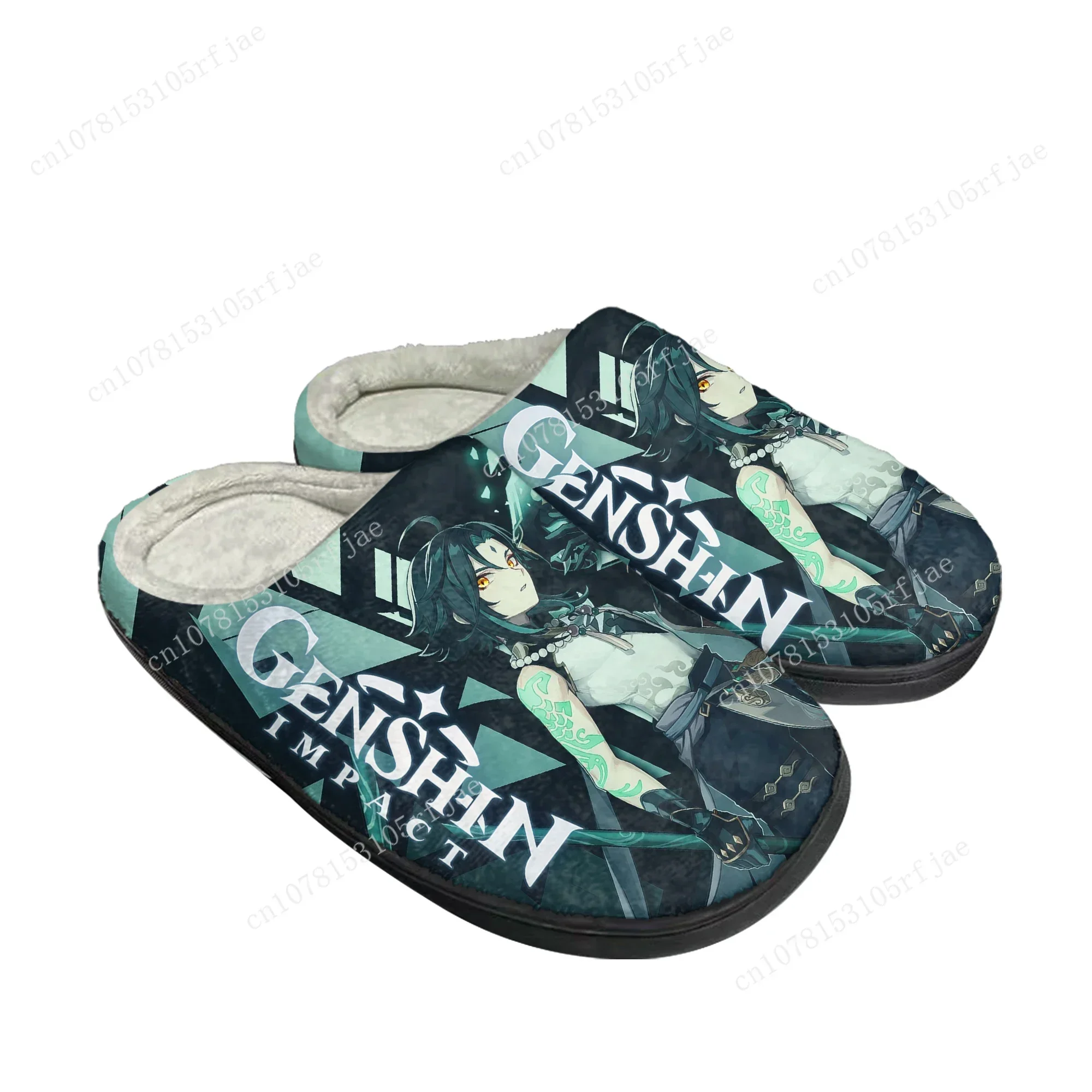 Anime Cartoon Game Genshin Impact Home Cotton Slippers Plush Bedroom Mens Womens Casual Keep Warm Shoes Tailor Made Slipper