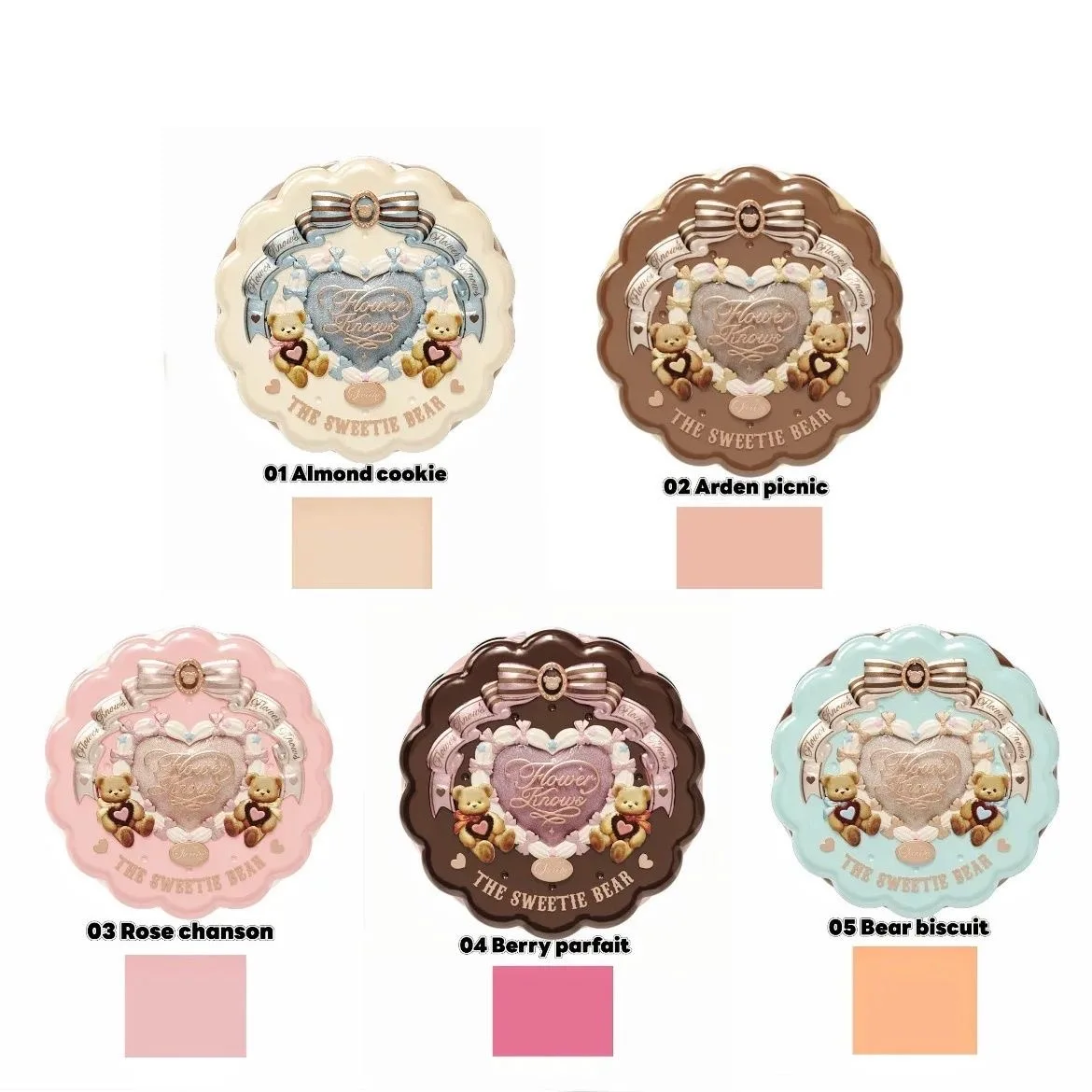 FLOWER KNOWS THE SWEETIE BEAR COLLECTION Seidensatin-Rouge-Puder für Wangenkontur und Highlight-Gesicht für ein natürliches mattes Finish