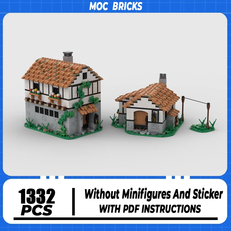 

Castle Model Moc Building Blocks Medieval Tavern Bricks Model DIY Assembly Construction City Street Toy Holiday Birthday Gifts