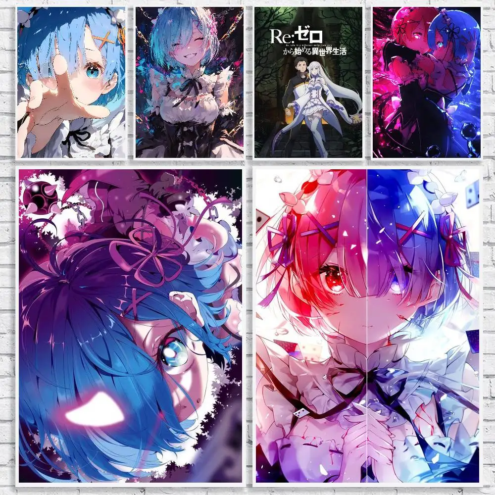 Re Zero Rem Band Poster HD Art Sticky Wall Waterproof Home Living Room Bedroom Bar Aesthetic Decoration