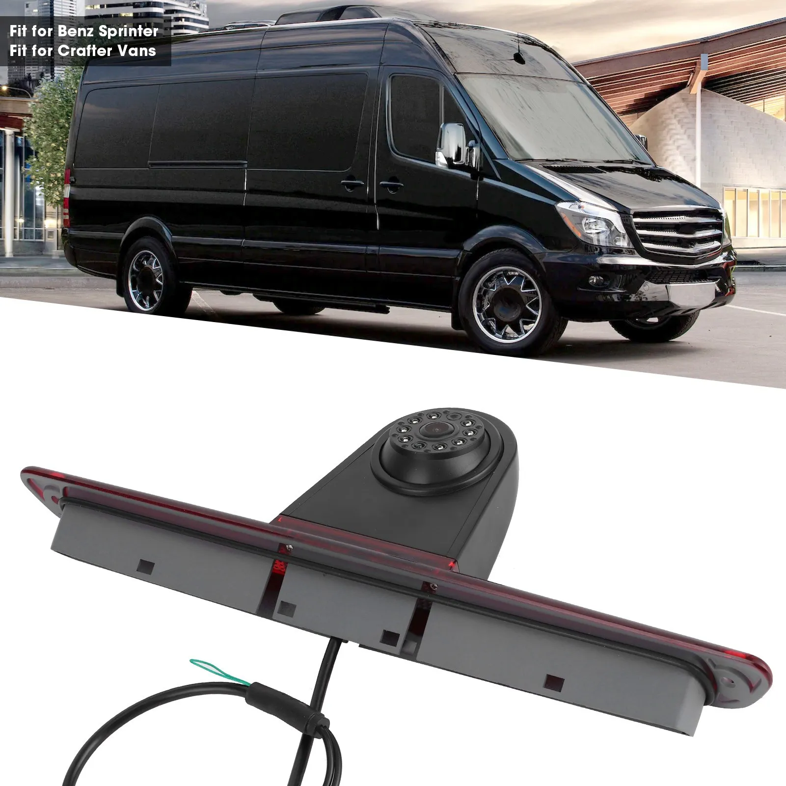 3rd Brake Lamp LED Brake Light Rear View Camera Parking Reverse Monitoring Fit for Mercedes‑ Sprinter LED Rearview Camera
