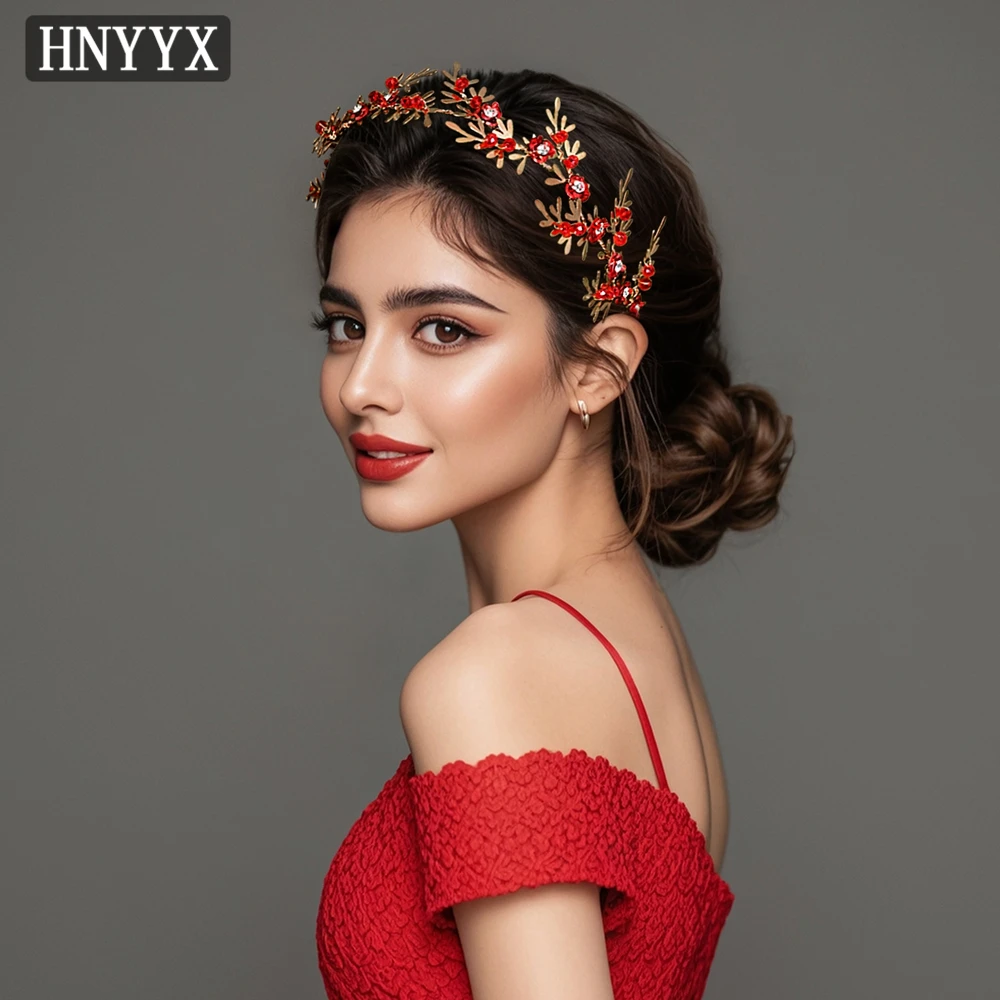 

HNYYX Bridal Jewelry Hair Accessories Alloy Rose Headband Exquisite and Gorgeous Hair Hoop Wedding Dress Hair Decoration A382