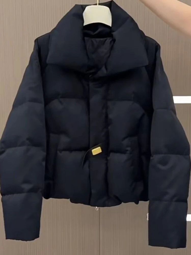 

Корейский хлопковый жакет в Корейском стиле, женская верхняя одежда с черным воротником, зимний теплый утягивающий топ, длинный све, застежка-молния