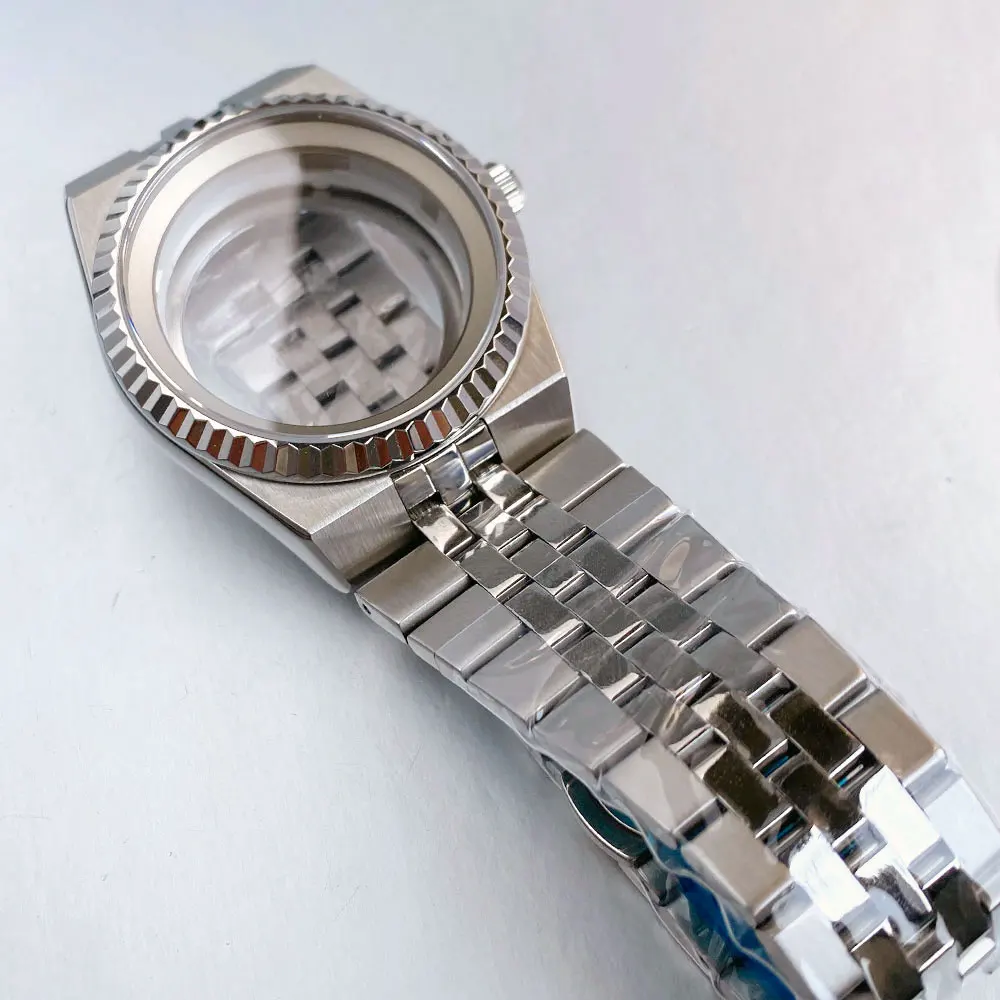 Tandorio 41mm Watch Case With Silver Chapter ring Sapphire Glass 10ATM Waterproof Watch Case For NH35 ETA 2824 PT5000 ST2130
