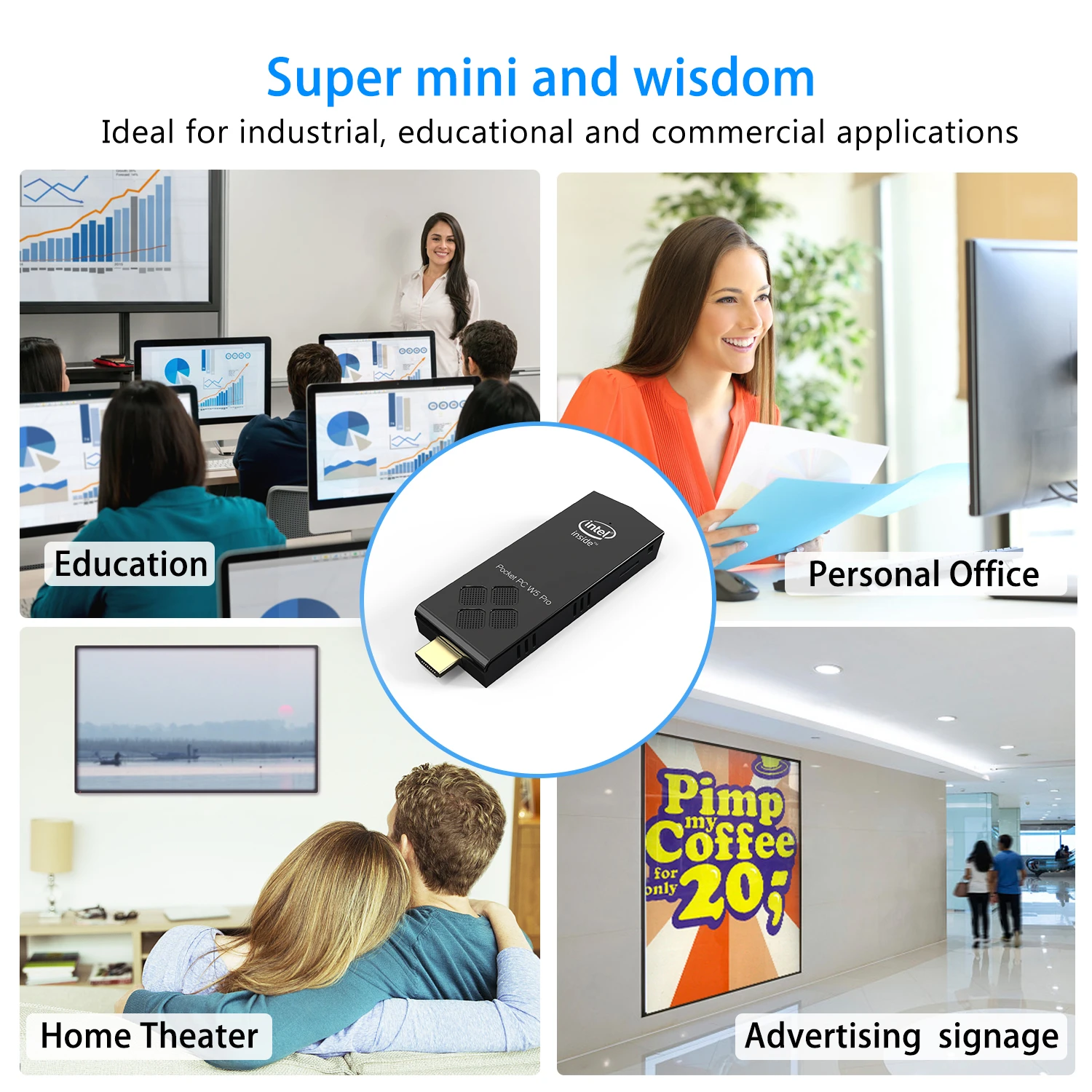 Originale T5B Quad Core Intel Z8350 Mini Pc Computer Windows 10 Dual Band 2.4G e 5.8G Wifi 4GB/8GB Ram 64GB/128GB Win 10 Stick PC