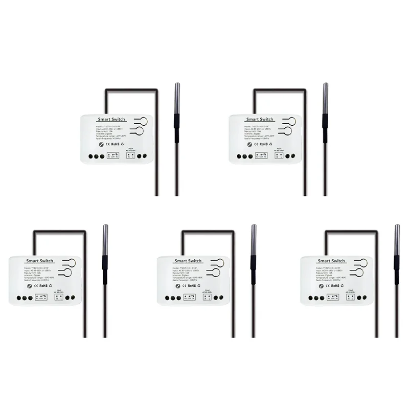 

【НОВЫЙ СПИСОК】5X Tuya Smart Zigbee Switch с датчиком температуры, пассивное сухое контактное реле Zigbee, работает с домашним помощником AC 85