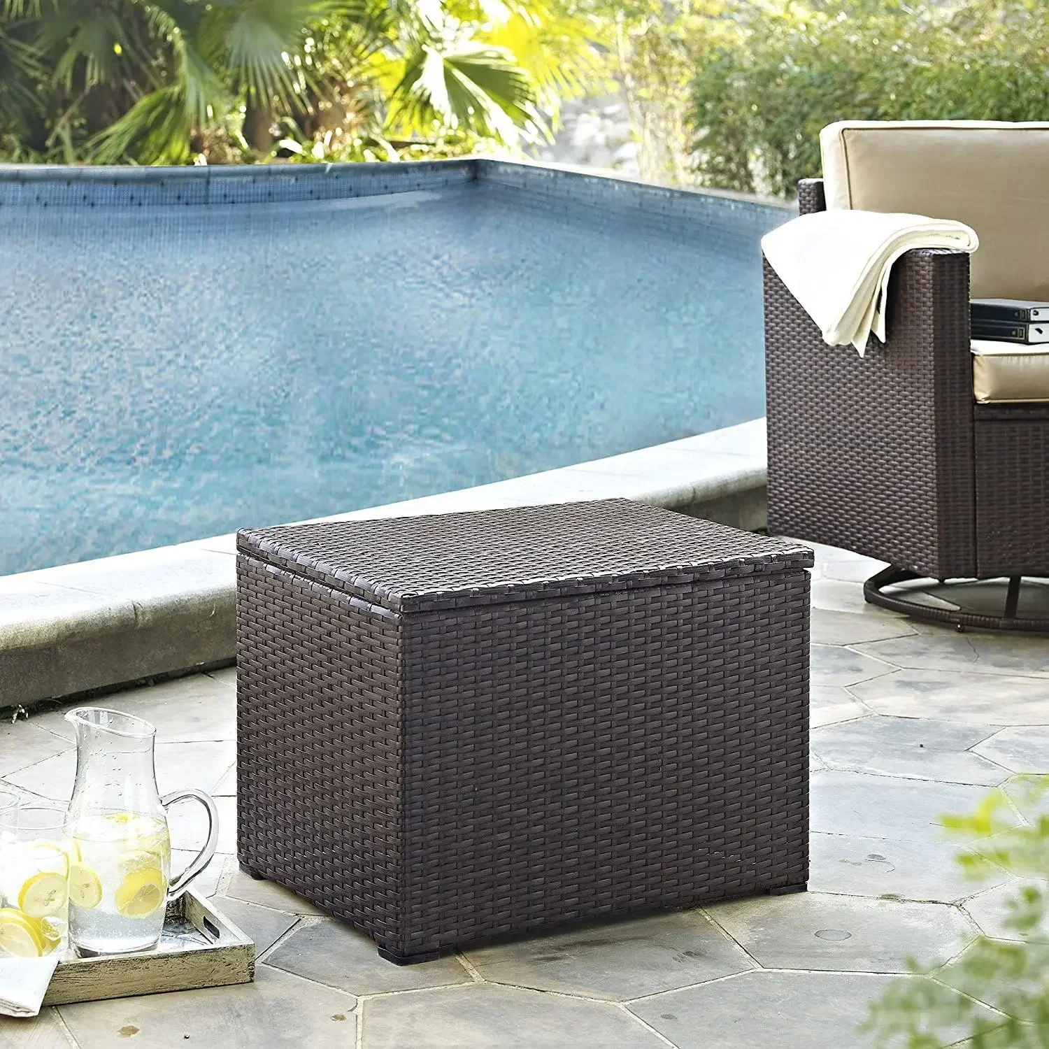 Crosley Furniture Palm Harbor Outdoor Wicker 60-Quart Cooler - Brown