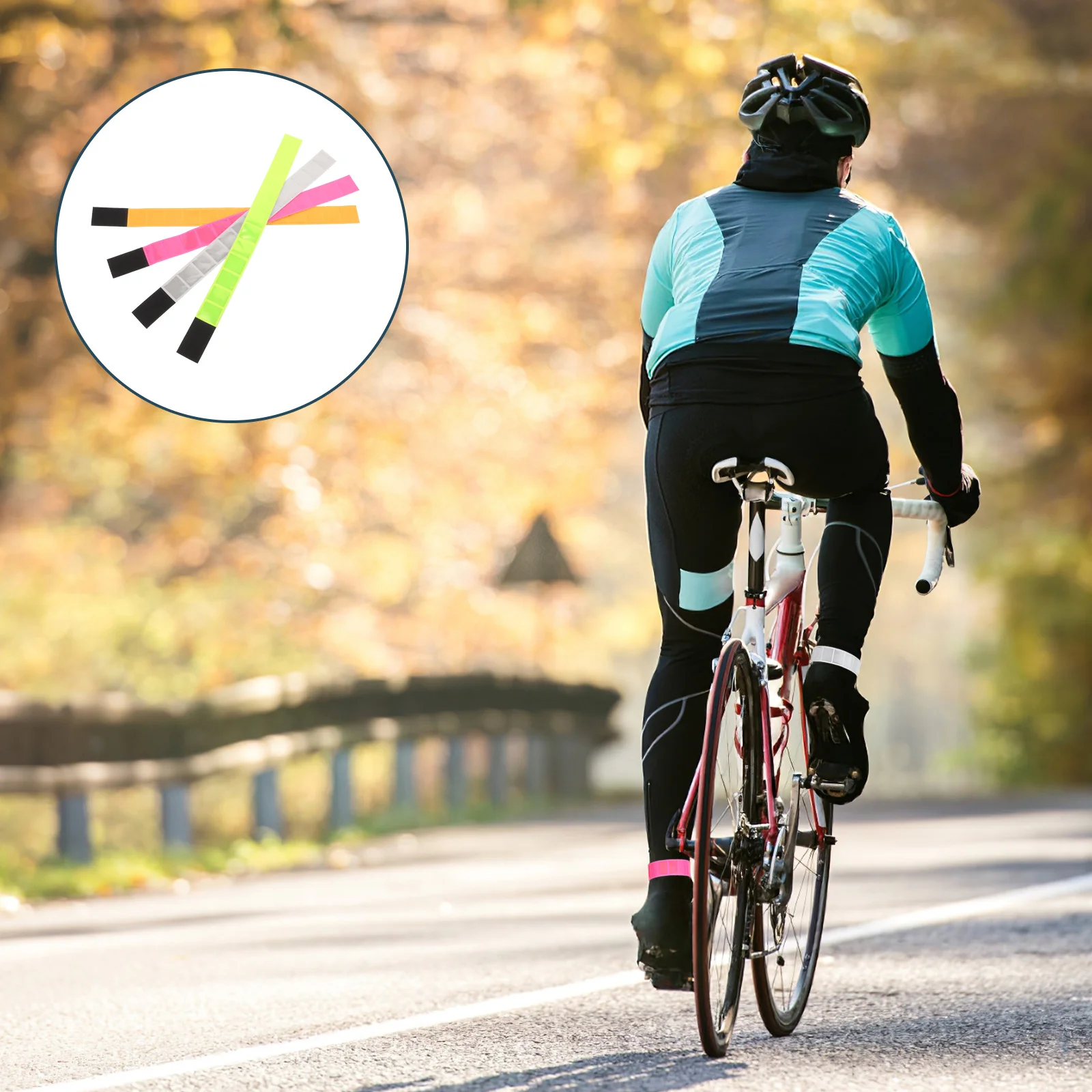 

4Pcs Night Running Reflective Bands High Visibility Reflective Tape Cycling Gear Cuttable Sticky Armband Pant Leg Straps Safety