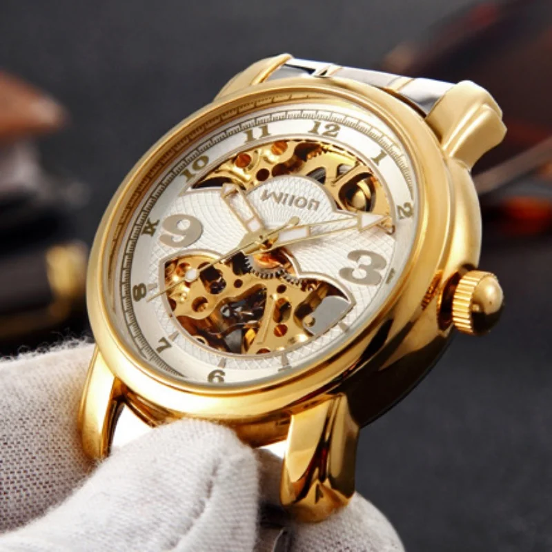 ساعة ماركة جديدة، ساعة ميكانيكية أوتوماتيكية بالكامل، أزياء الأعمال، ساعة رجالية كاجوال، سوار فولاذي عصري مقاوم للماء