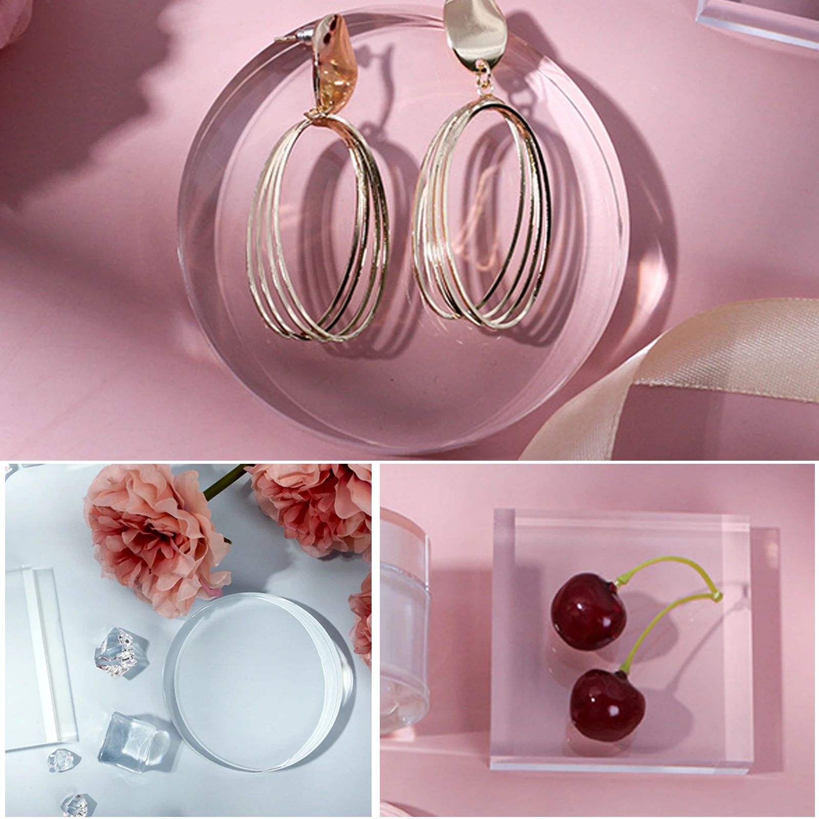 

2 Pcs Acrylic Sheet Clear Smooth Multipurpose Jewelry Display Block Photography Props Wedding Stones Crafts Decor