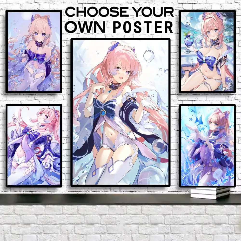 

Painting Calligraphy Canvas Poster: Crease Free Waterproof Durable All Space Wall Decor Game Sangonomiya Kokomi