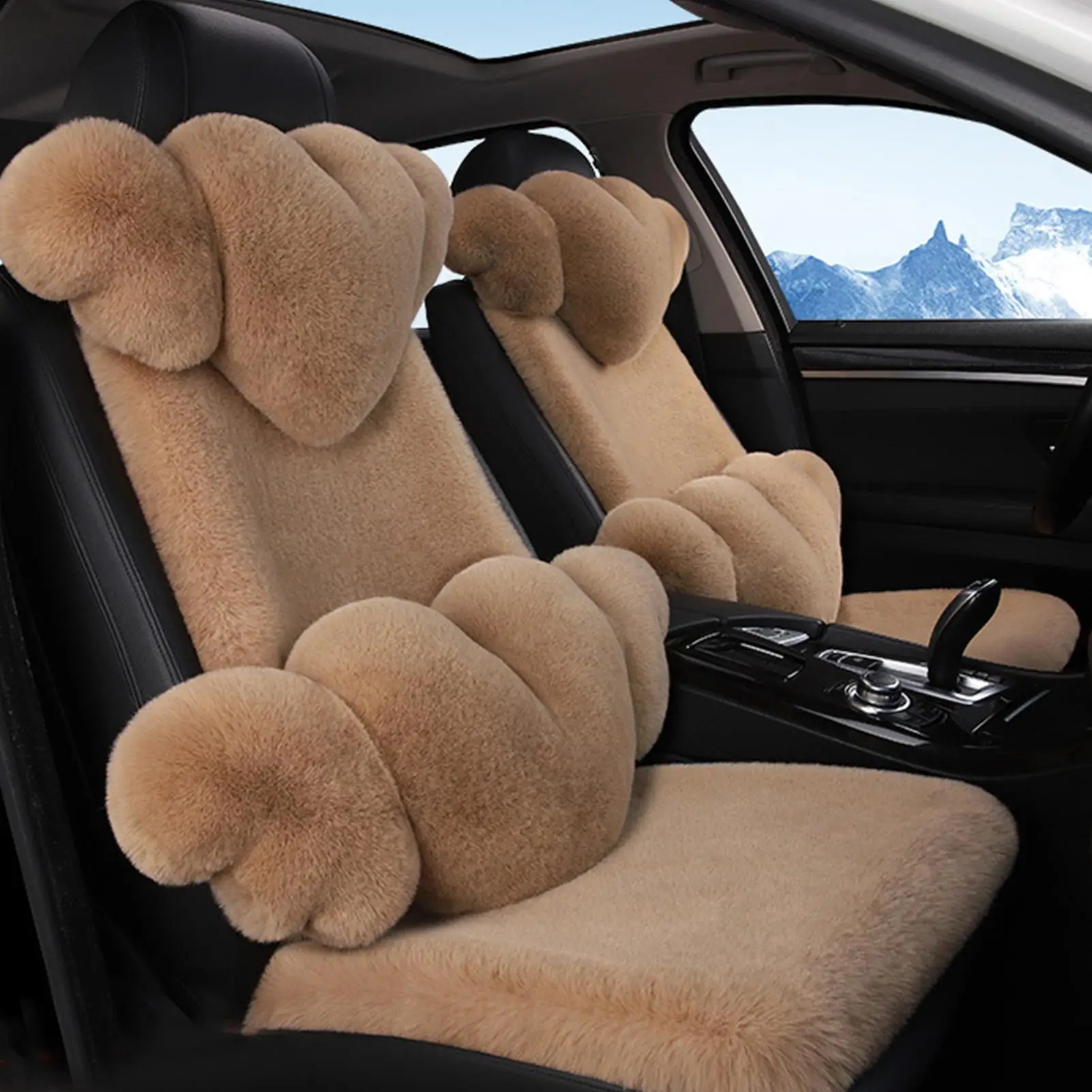 Plush Car Seat Cushion Automotive Lumbar Support Warm Auto Seat Cushion For Sedans RVs Drivers Travel Enthusiasts Winter Driving