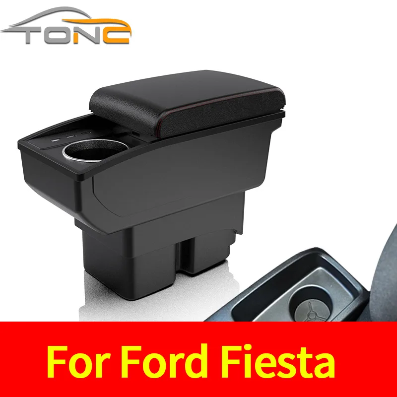 

For Ford Fiesta Armrest box special Retrofit parts Car accessories Storage box Interior details Parts Car Armrest with cup holde