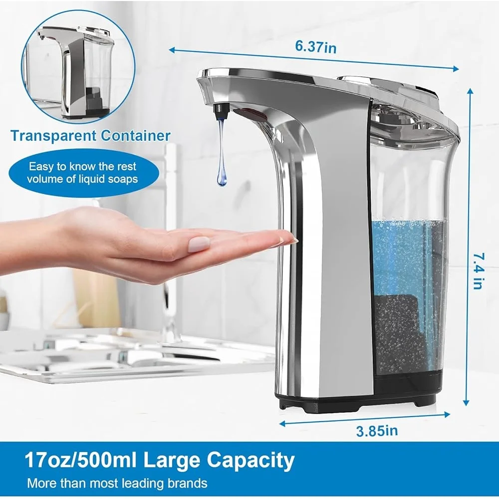 Touchless Automatic Soap Dispenser Infrared Sensor 17oz Adjustable Liquid Output Waterproof Leak-proof Kitchen Bathroom Home