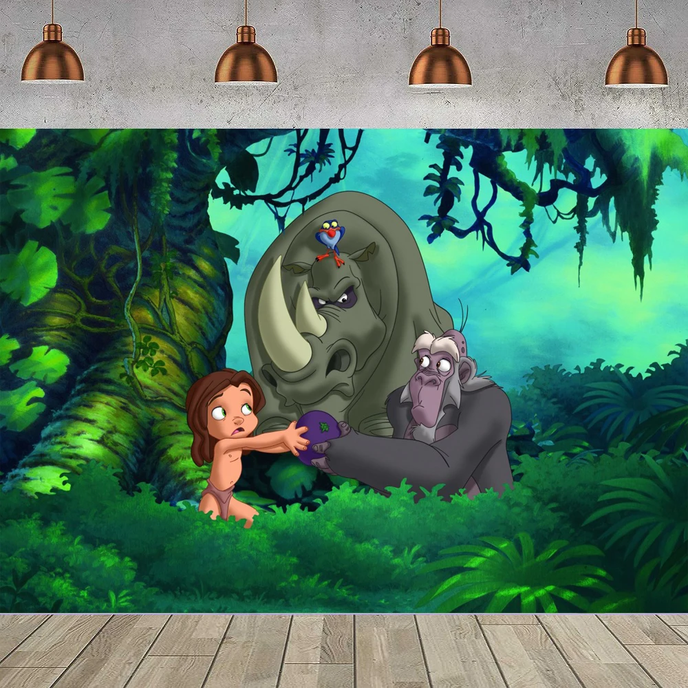 Fondo de fotografía con diseño de Tarzán para decoración de fiestas de cumpleaños infantiles, fondo de Tarzán para decoración de dormitorio de baby shower, póster de Tarzán