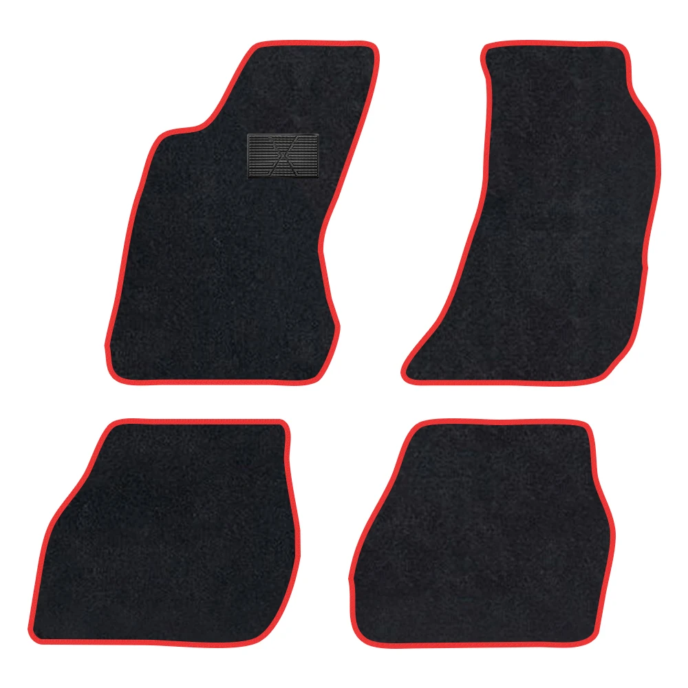 

Автомобильный коврик для Audi A6 2004-2012011 C6/4F, полиэстер, замша, противоскользящая черная подложка, красная отделка, край