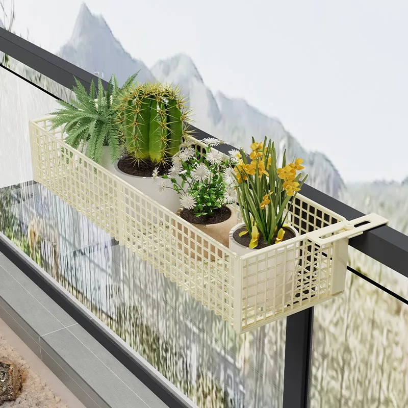 Window Plant Holder Wall Mounted Hanging Basket Balcony Anti-Theft Window Guard Storage elf Window Sill Flower Pot Braet view 5