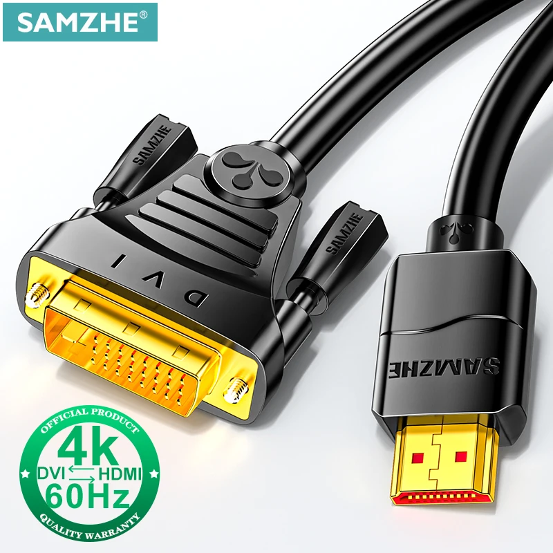 SAMZHE-Cable HDMI Compatible con DVI, Adaptador convertidor HD 1080P 4K para Xbox PS4, TV Box, Monitor de proyector, Cable DVI a HDMI