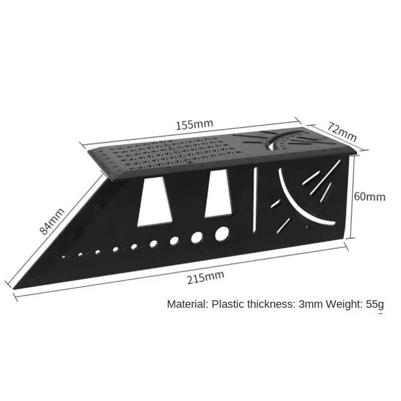 Smooth Carpentry Ruler 3D Mitre Angle Measuring Gauge, Square Size, 45 Degree and 90 Degree Marking, Accurate Measure Multitool