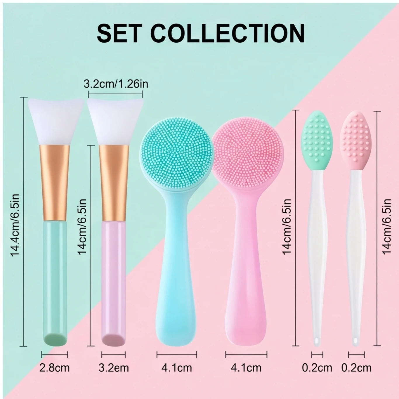 3/6 Pieces of Silicone Manual Facial Scrub Beauty Kit, Skin Friendly Exfoliating Facial Scrub Facial Mask Brush