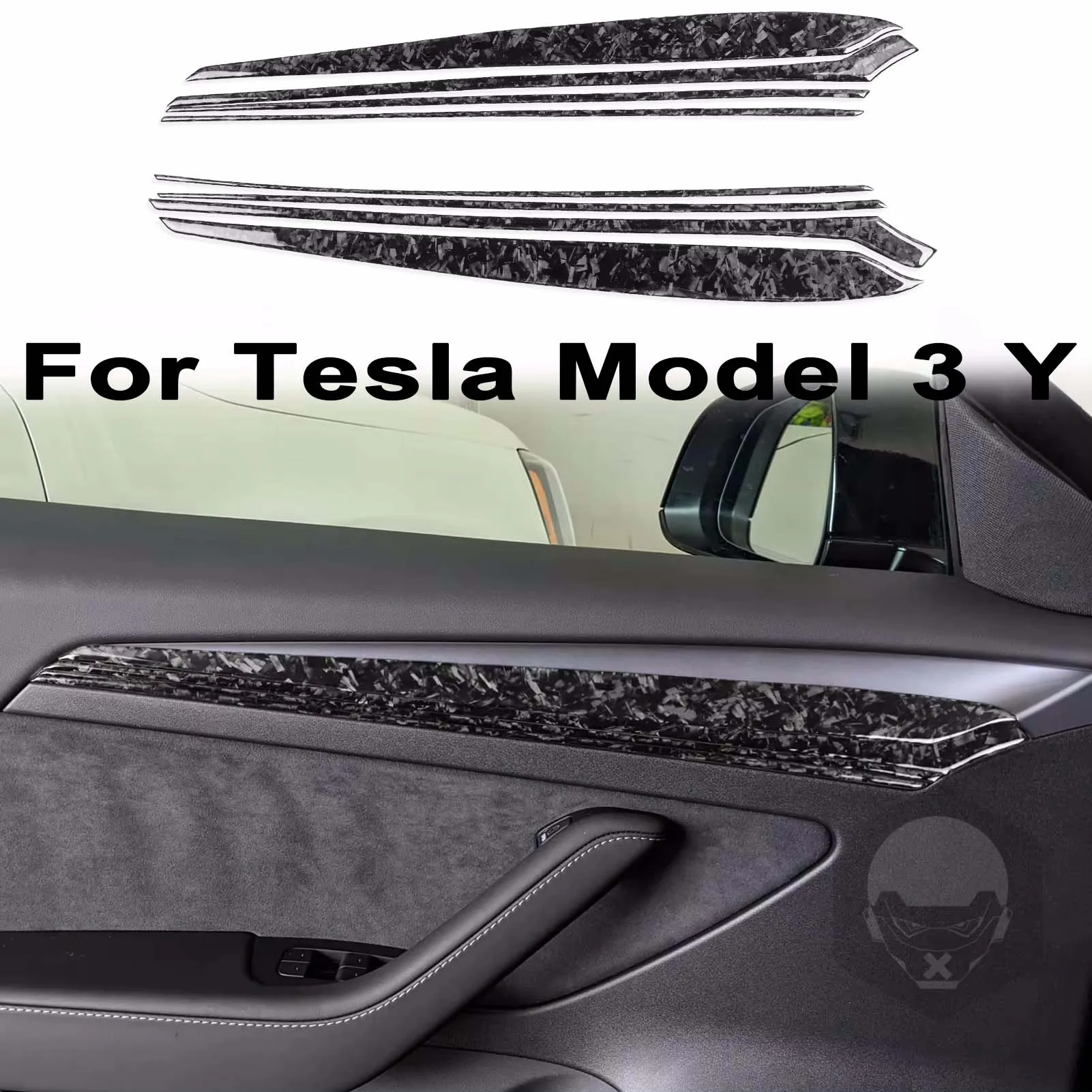 

For Tesla Model 3 2017-2022 Carbon Fiber Door Handle Panel Trim Cover Model Y 2020-2022 Car Interior Door Sticker Accessories