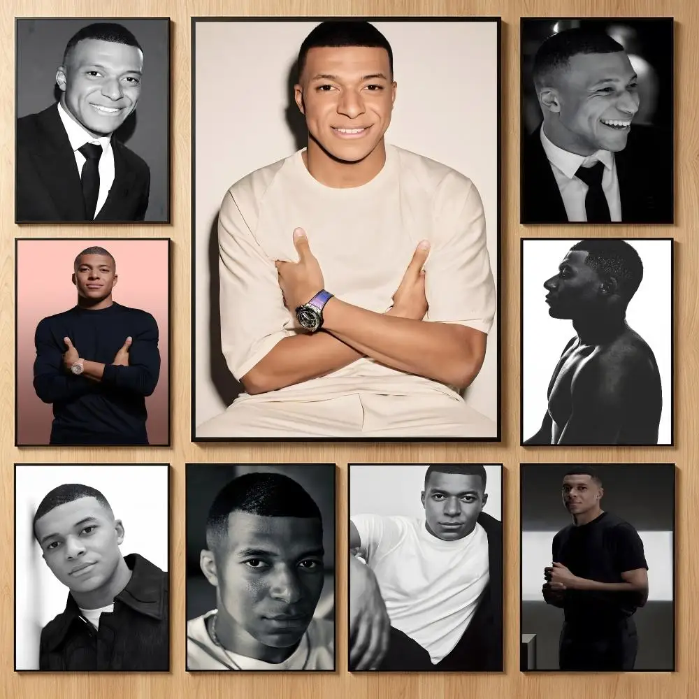 Star Athlete K-Kylian Mbappe Poster Classic Self-Adhesive PP Wall Sticker for Living Room Bar Decor Gift