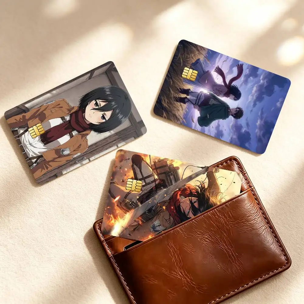 M-Mikasa Ackerman Attack on Titan  Credit Card HD Stickers Small Chip Waterproof Sticker Game Card Decal Gift
