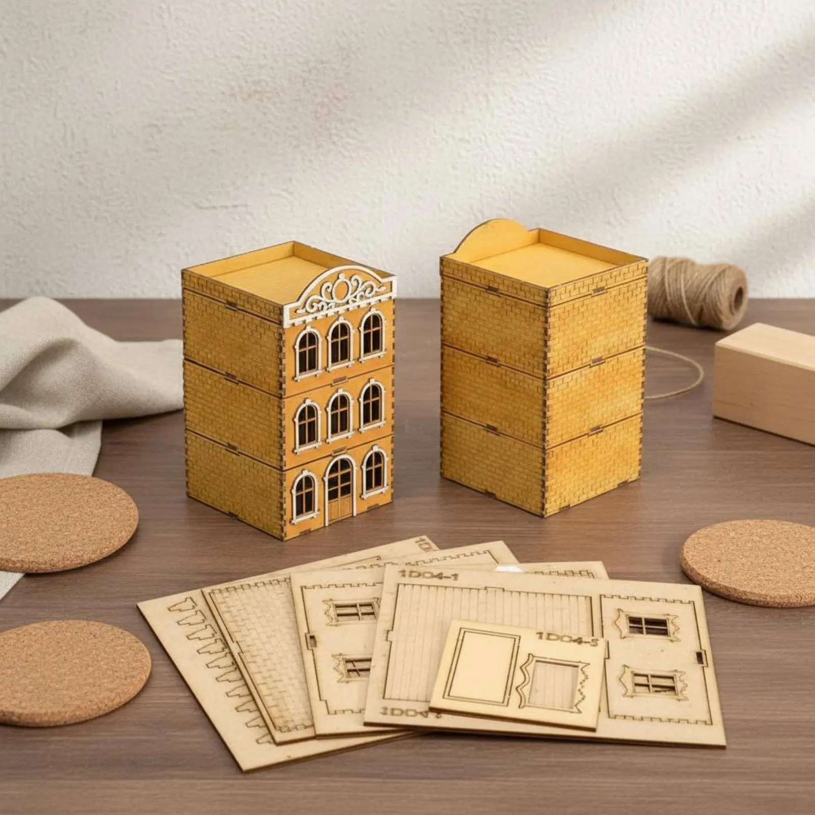 

1:72 Scale European Row House Model Decorative Town Shop Building Model DIY Wooden Building Kit Creative Hobby for Wargamers