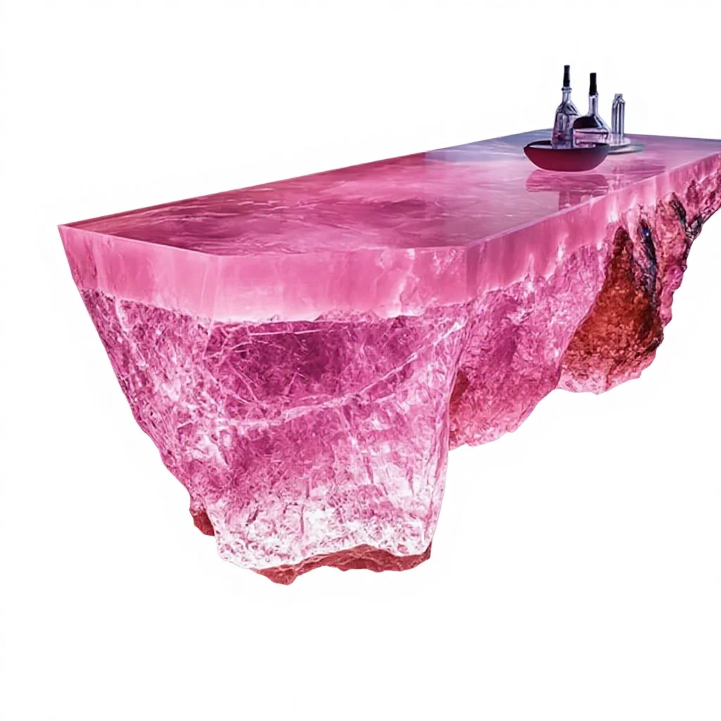 *Transparent Luminous Light Luxury Integrated Island Dining Table Resin Bar Table  Living Room Hotels Bars Company Front Desks