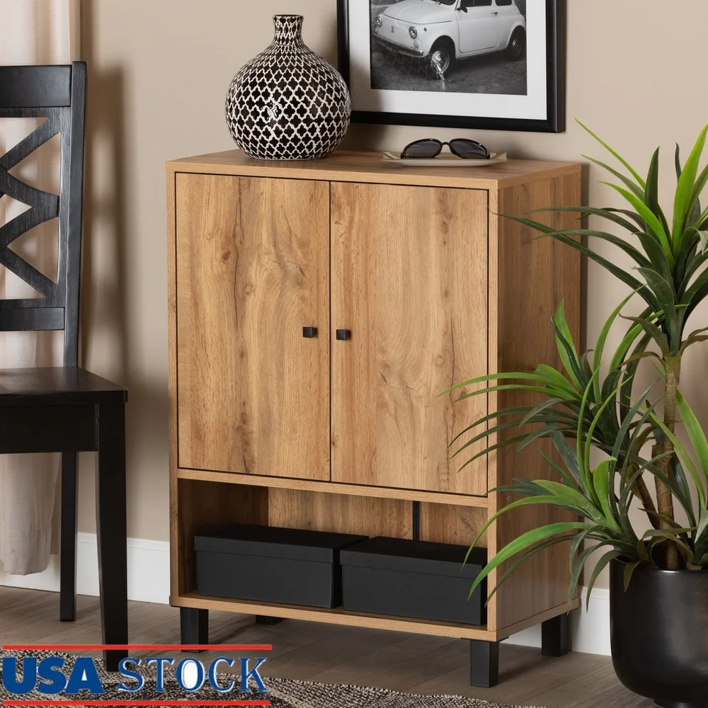 

Modern Shoe Cabinet with 4 Shelves 8 Pairs of Shoes Indoor Storage Solution Durable Wood Frame with Ventilation and Safety Kit