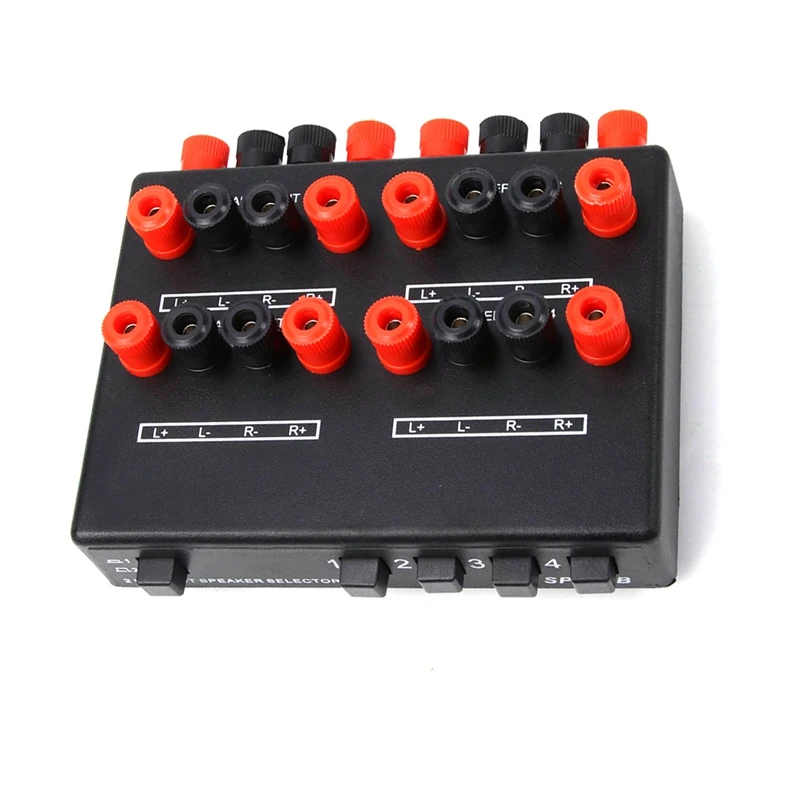 Mini 2-IN-4-OUT Stereo Audio Selector Amplifier Switcher Box Speaker Splitter SP-24B Speaker Selector Box Easy Install