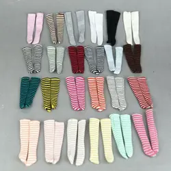 1 Pair Fashion Stripe Socks for 1/6 Kids Doll Stocking Baby Girls Xmas Gift Toys DIY BJD/SD Doll Clothes Accessories Decor