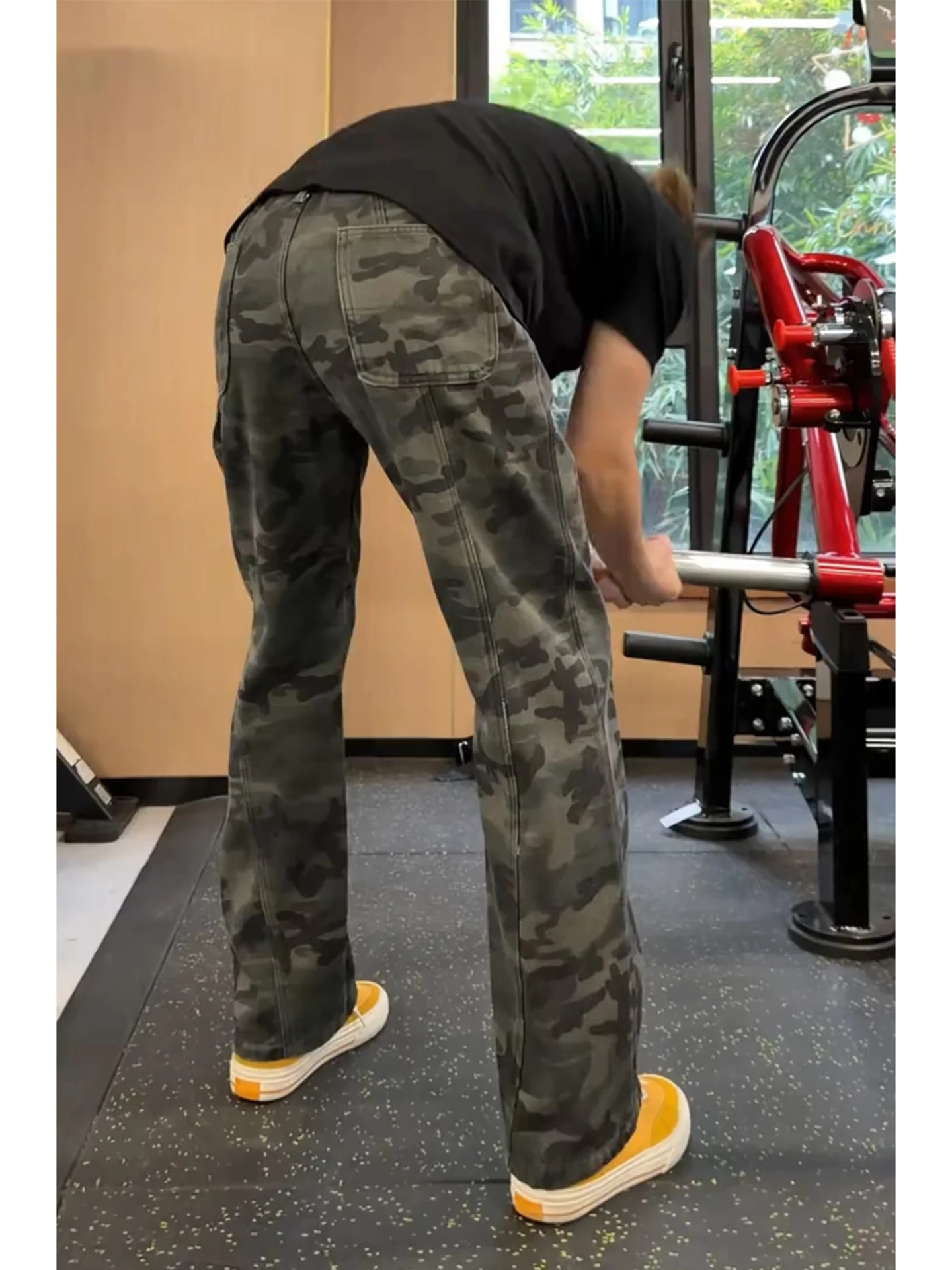 

Camouflage Logging Belted Jeans Men's Spring High Street Knife Slimming Bootcut Casual Pants Straight Leg mid Waist