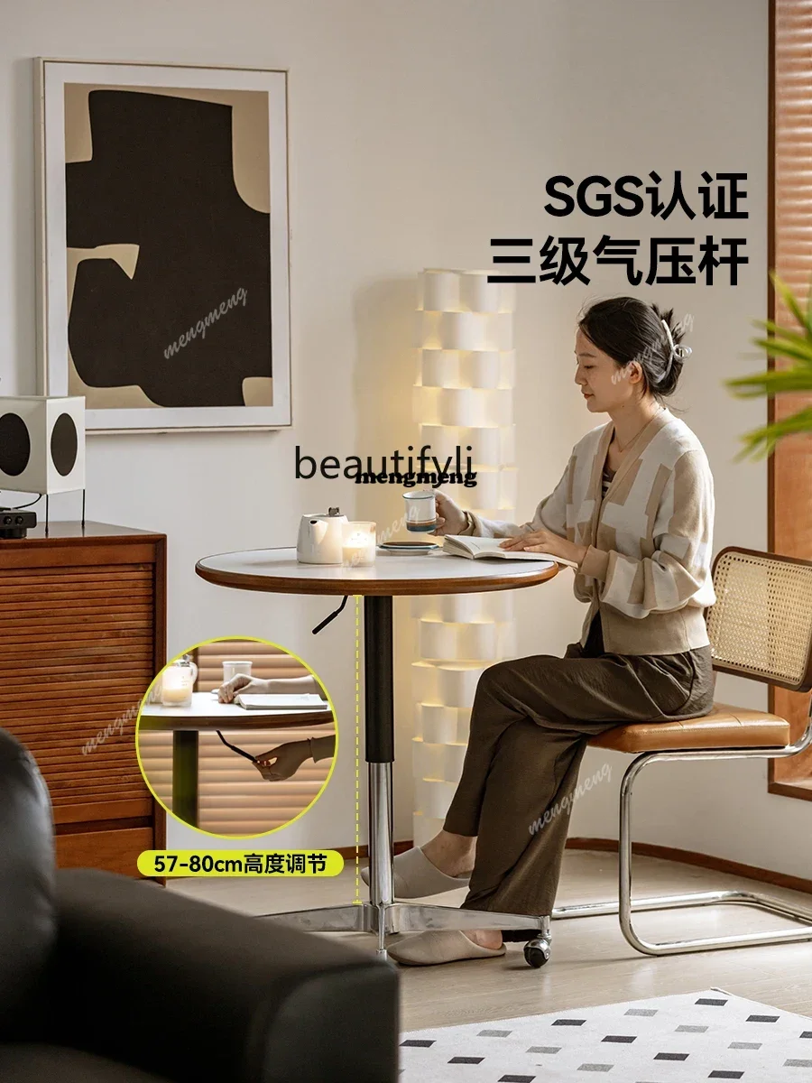 ss8350 Solid wood lifting slate Nordic retro Japanese home removable desk sofa side table