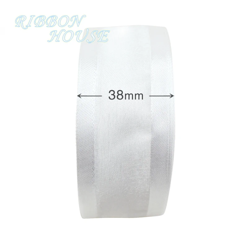 (10 yards/roll) 38mm White broadside organza ribbon wholesale gift wrapping decoration ribbons