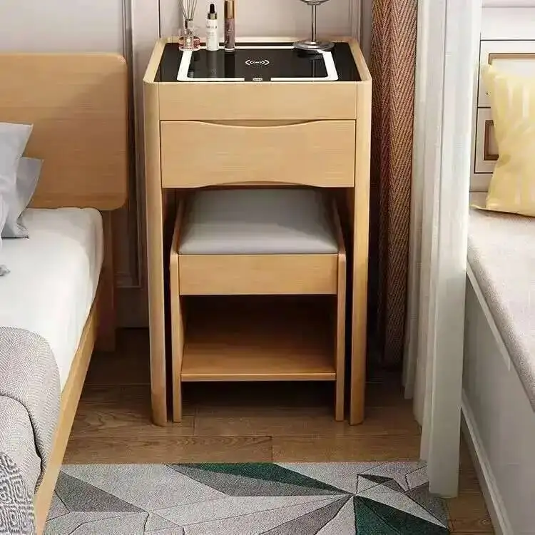 

Hidden Table Set with Dresser Cabinet Nordic Storage Stool Charge Station Makeup Vanity with Drawers Dressing Table for Bedroom