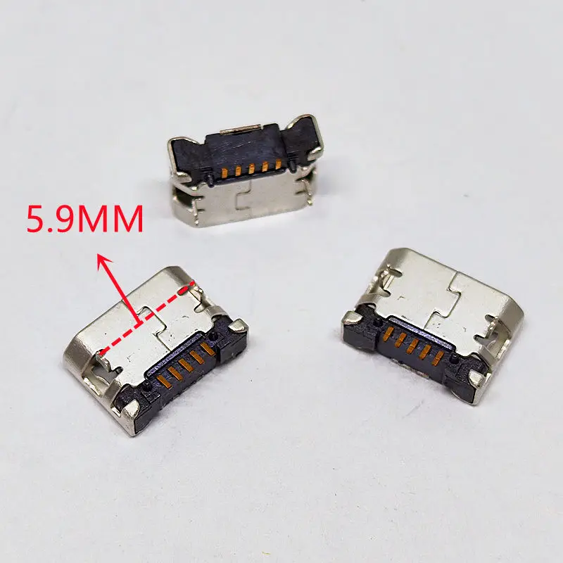 100PCS 5.9mm/6.4mm/7.2mm Micro USB 5Pin DIP Female Connector For Mobile Phone End Plug Data port Mini USB jack Charging Dock