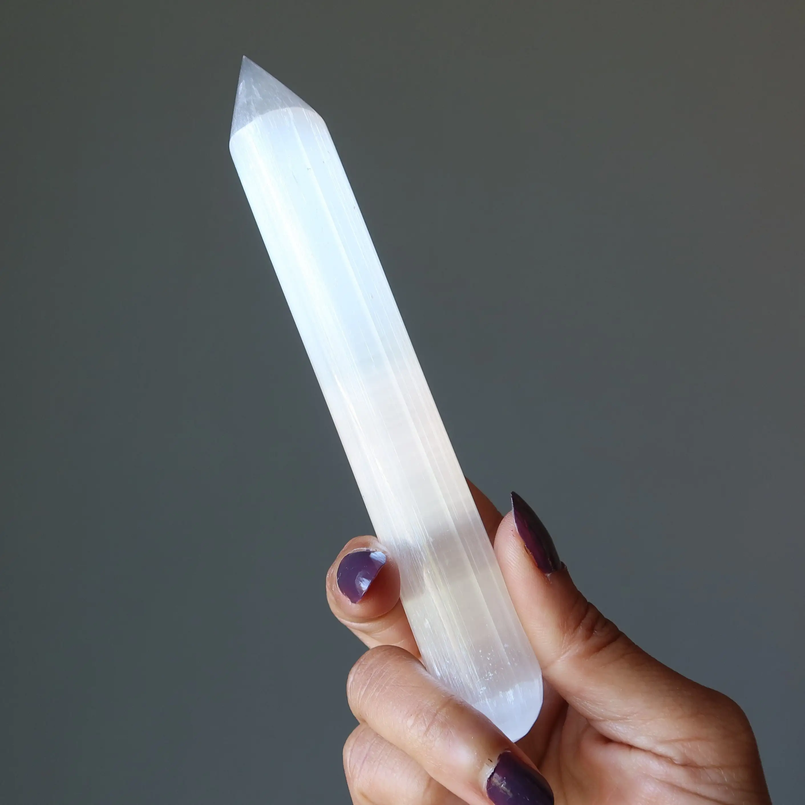 1pc Selenite Massage Wand My Life Author White Pencil Stone,Unique Specimen for Collectibles and Educational Use
