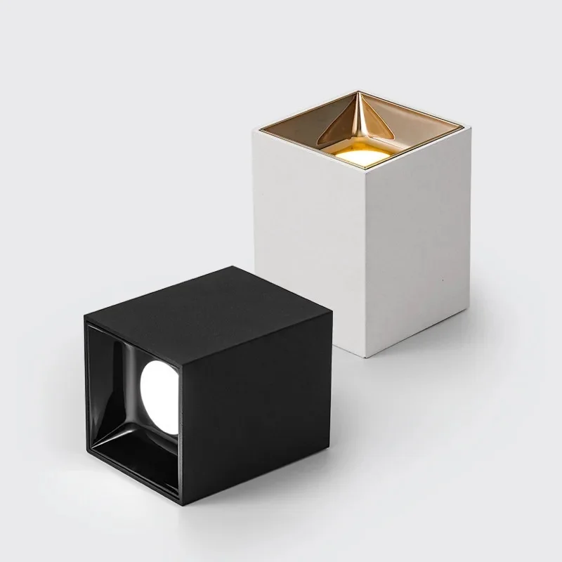 Square Surface Dimmable COB Downlight spotlight 7W 9W 12W 15W 20W AC110V 220V indoor lighting No opening LED Ceiling Spot lights
