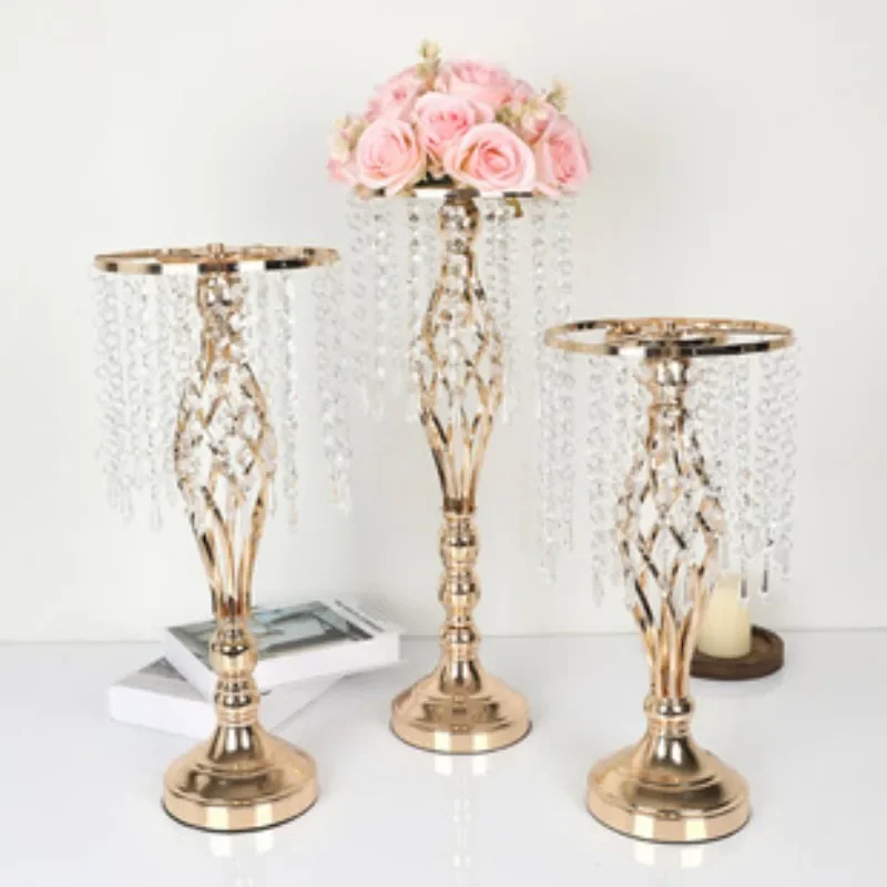 Boutique Galvanized Metal Flower Stand Outdoor Wedding Table Centerpiece Ornament Fake Vase Gold Flower Ornament