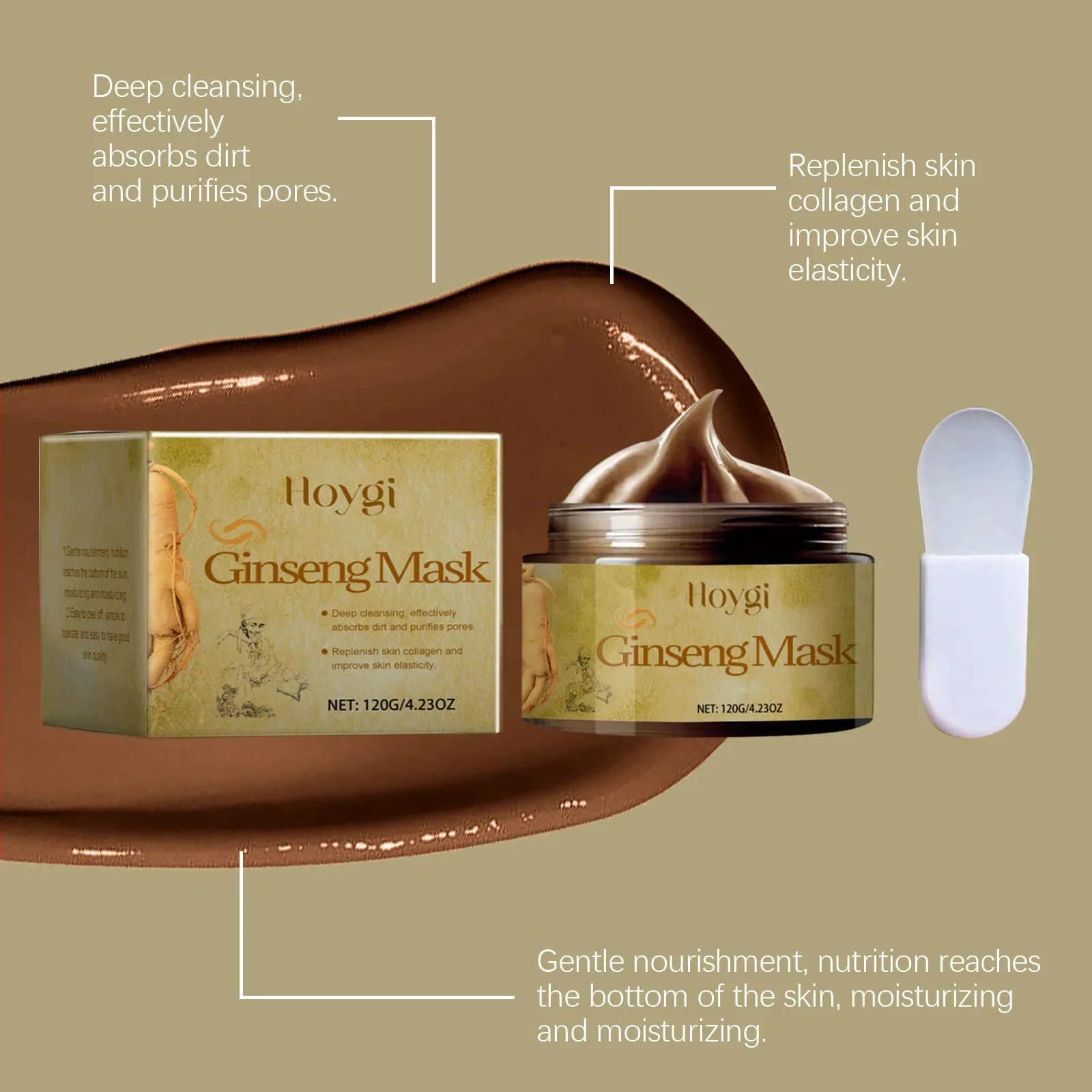 Hoygi Ginseng Exfoliating Mask Hydrating Moisturizing Mask for Deep Cleansing and Tightening Pores Fades Fine Lines and Wrinkles