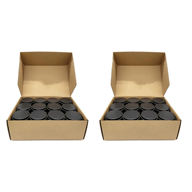 Candle Tins, 48 Piece, 4 Oz Metal Candle Containers For Making Candles, Arts & Crafts, Dry Storage,Black