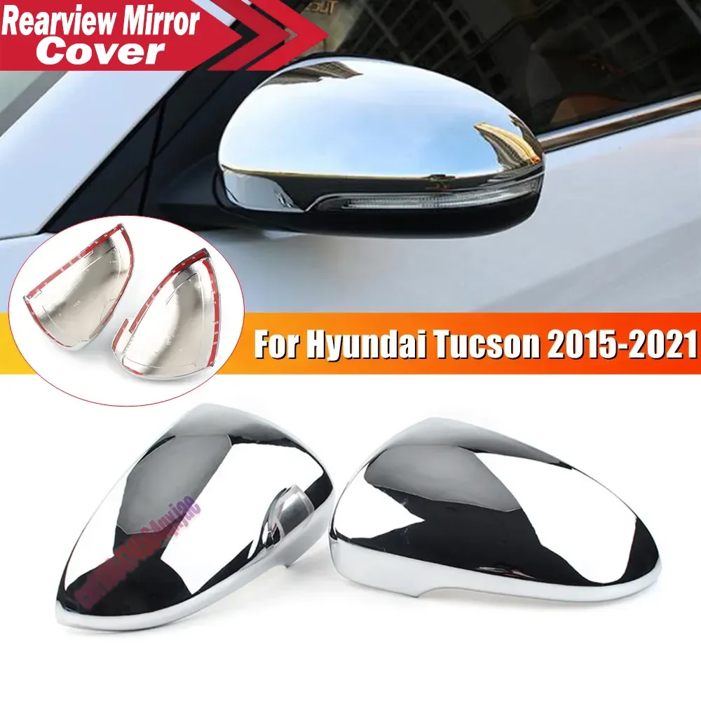 For Hyundai Tucson 2015-2020 ABS Car Rearview Side Mirror Cover Wing Cap Exterior Door Housing Trim Adhesive Sticker